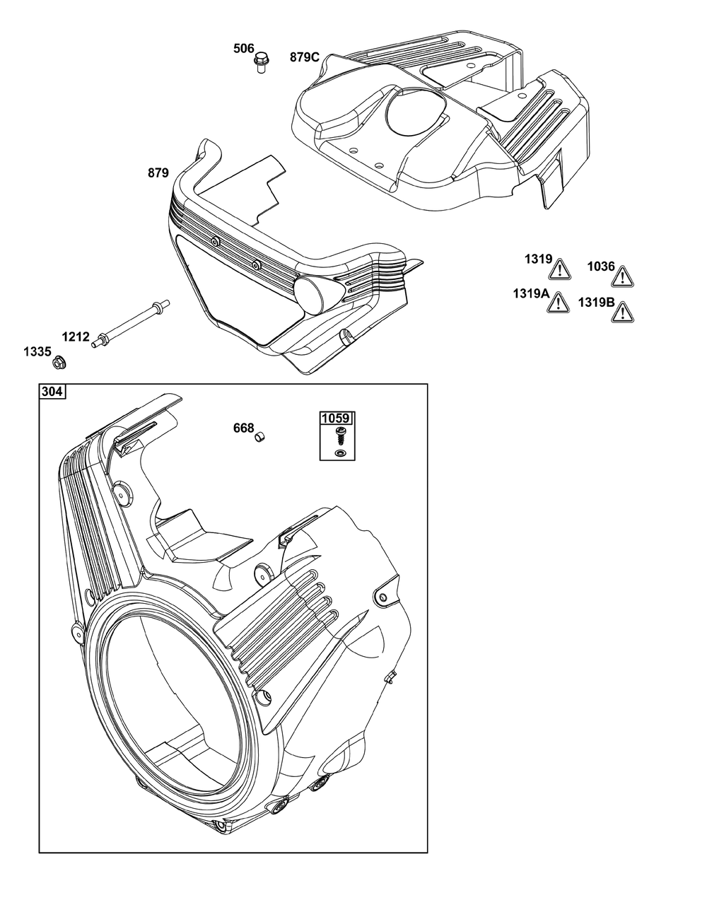 Blower Housing Group Diagram and Parts List for 61E377-0055-J1 400000 - 699999 Briggs and Stratton Engine